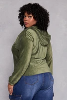 Womens Plus Velour Zip Front Hoodie, 2X