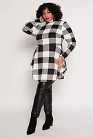Womens Plus Size Buffalo Plaid Mock Neck Peplum Top, Multi, Size 3X