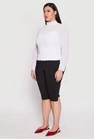 Womens Plus Size Lined Mesh Mock Neck Top, White, Size 1X