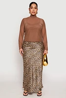 Womens Plus Lined Mesh Mock Neck Top,