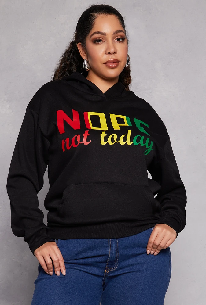 Womens Plus Size Nope Not Today Hoodie, Black, Size 1X