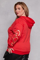 Womens Plus Foil God Got Me Graphic Sweatshirt, Red,