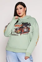 Womens Plus Size High Performance Graphic Hoodie, Green, Size 2X