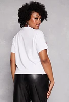 Womens Plus Size Hustle Squad Laser Cut Short Sleeve Graphic Tee, White, Size 2X