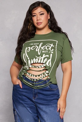 Womens Plus Size Not Perfect But Im Limited Edition Graphic Tee, Green, Size 3X