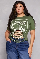 Womens Plus Size Not Perfect But Im Limited Edition Graphic Tee, Green, Size 3X