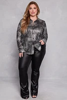 Womens Plus Metallic Patterned Shirt,