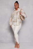 Womens Plus Size Metallic Patterned Shirt, Multi, Size 1X