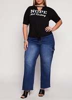 Womens Plus Size Nope Not Today Keyhole Graphic Tee, Black, Size 2X