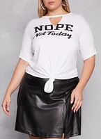 Womens Plus Size Nope Not Today Keyhole Graphic Tee, White, Size 3X