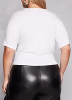 Womens Plus Size Nope Not Today Keyhole Graphic Tee, White, Size 3X