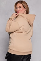 Womens Plus Size Faith Over Fear Fleece Hoodie, Beige, Size 2X