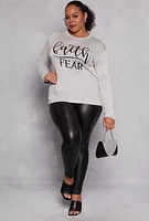 Womens Plus Size Faith Fear Long Sleeve Top, Grey, Size 2X