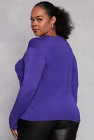 Womens Plus Size Faith Fear Long Sleeve Top, Purple, Size 3X