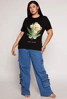 Womens Plus Size Bear Graphic Tee, Black, Size 3X