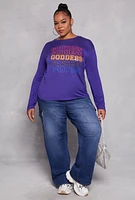 Womens Plus Size Goddess Long Sleeve Top, Purple, Size 2X