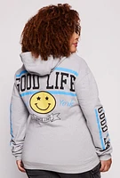 Womens Plus Size Living My Good Life Pullover Hoodie, Grey, Size 2X
