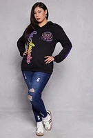 Womens Plus Size Los Angeles City Of Dreams Graphic Hoodie, Black, Size 2X