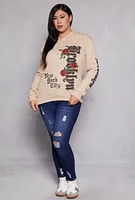 Womens Plus Size Brooklyn New York City Hoodie, Beige, Size 1X