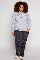 Womens Plus Size Good Vibes 93 Hoodie, Grey, Size 1X