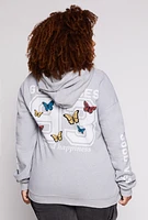 Womens Plus Size Good Vibes 93 Hoodie, Grey, Size 1X