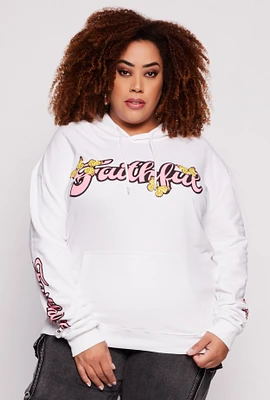 Womens Plus Size Faithful 23 Pullover Hoodie, White, Size 1X