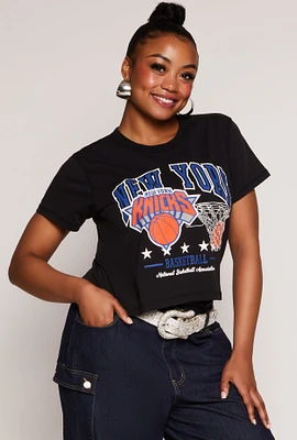 Womens Plus Size NBA New York Knicks Crop Top, Black, Size 2X