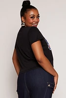 Womens Plus Size NBA New York Knicks Crop Top, Black, Size 2X