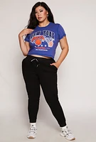 Womens Plus Size NBA New York Knicks Crop Top, Blue, Size 2X