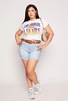 Womens Plus NBA Los Angeles Lakers Crop Top, White,