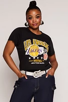Womens Plus Size NBA Los Angeles Lakers Graphic Crop Top, Black, Size 1X