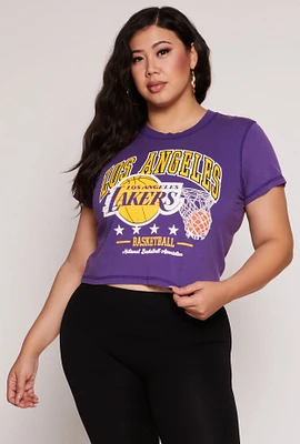 Womens Plus NBA Los Angeles Lakers Graphic Crop Top,