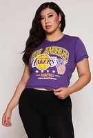 Womens Plus NBA Los Angeles Lakers Graphic Crop Top, Purple,