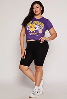 Womens Plus Size NBA Los Angeles Lakers Graphic Crop Top, Purple, Size 1X