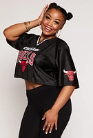 Womens Plus Size NBA Chicago Bulls Cropped Jersey, Black, Size 2X