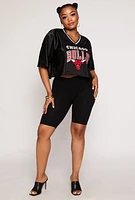 Womens Plus Size NBA Chicago Bulls Cropped Jersey, Black, Size 2X