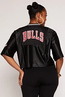 Womens Plus Size NBA Chicago Bulls Cropped Jersey, Black, Size 2X