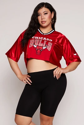 Womens Plus NBA Chicago Bulls Cropped Jersey, Red,