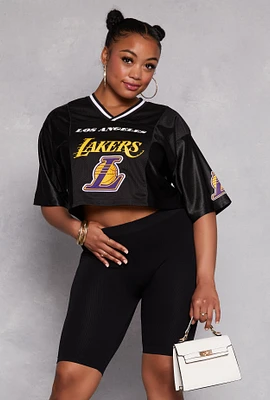 Womens Plus Size NBA Los Angeles Lakers Cropped Jersey, Black, Size 2X