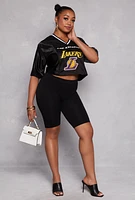 Womens Plus Size NBA Los Angeles Lakers Cropped Jersey, Black, Size 1X