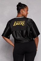 Womens Plus Size NBA Los Angeles Lakers Cropped Jersey, Black, Size 1X