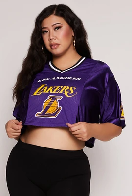 Womens Plus Size NBA Los Angeles Lakers Cropped Jersey, Purple, Size 1X