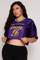 Womens Plus Size NBA Los Angeles Lakers Cropped Jersey, Purple, Size 1X