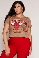 Womens Plus Size NBA Chicago Bulls Crop Top, Brown, Size 1X