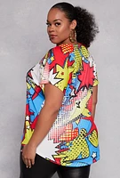 Womens Plus Size Howdy Pop Art Graphic Tee, Multi, Size 1X