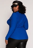 Womens Plus Ruched Side Long Sleeve Top,