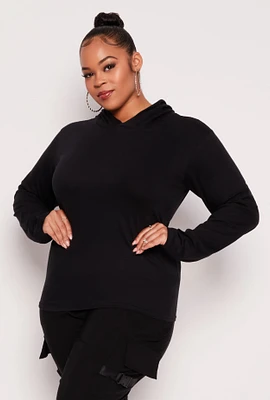 Womens Plus Long Sleeve Hooded Top,