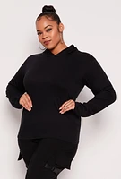 Womens Plus Long Sleeve Hooded Top,