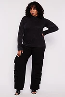Womens Plus Long Sleeve Hooded Top,