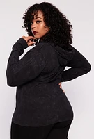 Womens Plus Long Sleeve Hooded Top,